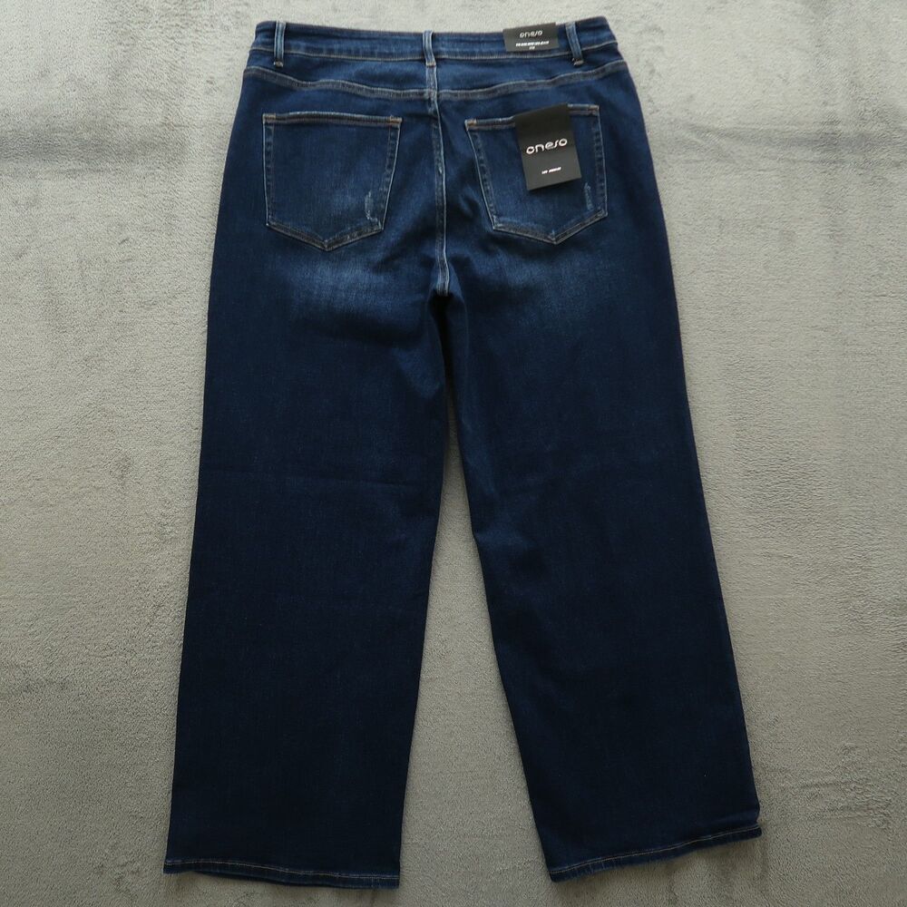 ONESO Jeans Women's Size 20W Mid-Rise Wide-Leg Denim 31.5" Inseam Distressed NWT - Picture 12 of 16